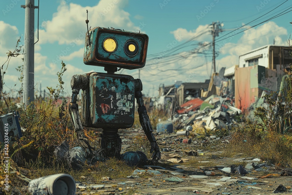 Poster a robot wakes up in a junkyard with no memory of its past.