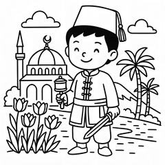 Little Cultural Warriors Coloring Pages – 42 Cute World Kids in Traditional Outfits | Printable Line Art for Kids