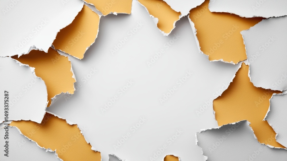 Poster torn paper background with bright orange underlayer revealing dynamic texture and creative design el