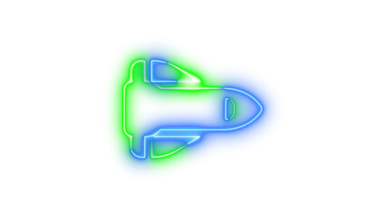 Neon shuttle space icon glowing with transparent background