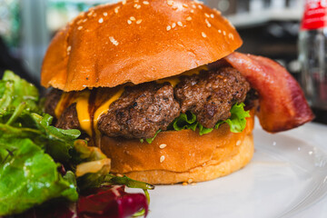 hamburger on a plate