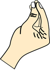 Animated hand pinching fingers. Simple illustration.