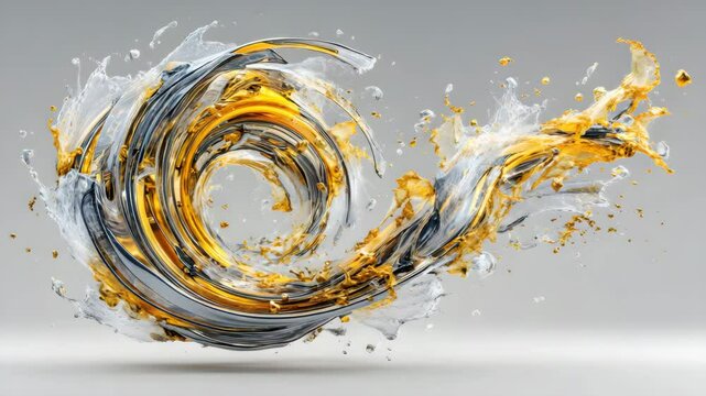 Hyperreal Fluid Energy Liquid Metal Gold Splash, Liquid Metal Abstract Vortex, Liquid Metal Hyperreal CGI Art Abstract Metallic Explosion Luxury CGI Motion Design