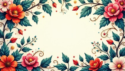 Intricate floral damask, swirling vines & leaves, illustration, texture
