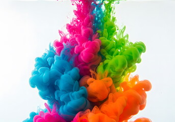Obraz premium Abstract neon color paint dripping on water. Suitable for design projects, backgrounds and concept art