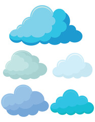 Fototapeta premium Cartoon fluffy clouds set for kids