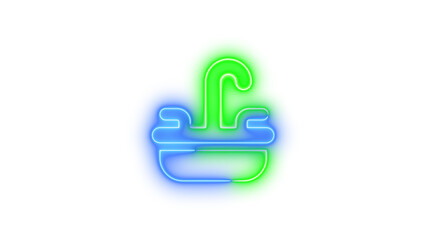Neon sink icon glowing with transparent background