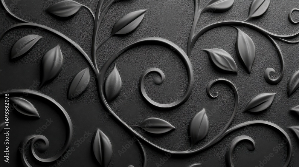 Aufkleber sophisticated black and white wallpaper featuring leaf patterns creating a timeless and elegant visu