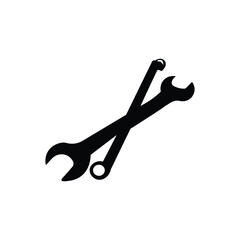 Wrench and Repair Tools Silhouette Icon Set Vector Illustration for Maintenance and Construction Projects