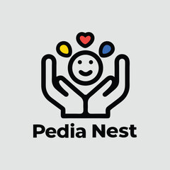 Pedia Nest Logo Design Childcare Happy Hands