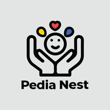 Pedia Nest Logo Design Childcare Happy Hands