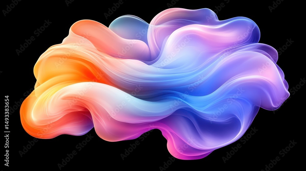 Poster vibrant flow of colorful liquid gracefully moving against a solid black background creating a visual