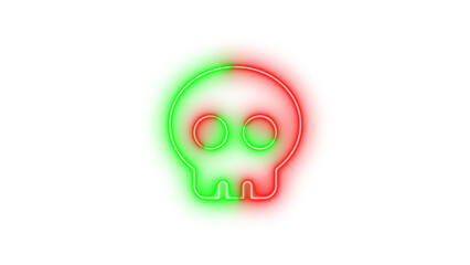 Neon skull icon glowing with transparent background