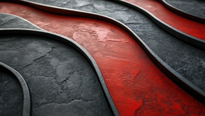Dynamic waves of red and black texture in design