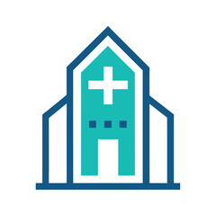 Obraz premium Clean and modern vector illustration of a hospital building with cross symbol for healthcare