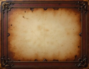 Old parchment texture with decorative vintage frame, ideal for antique-style certificates, invitations, or fantasy documents
