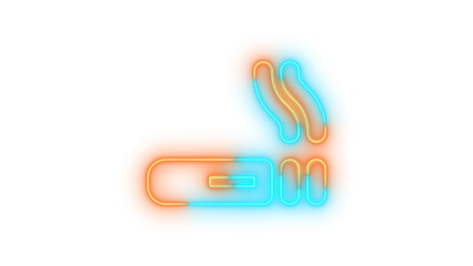 Neon smoking icon glowing with transparent background