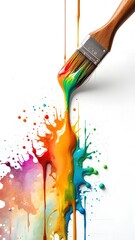 Vivid strokes of color: A paintbrush bleeds a spectrum of vibrant hues, forming a dazzling artwork of abstract patterns, showcasing the essence of creativity and imagination.