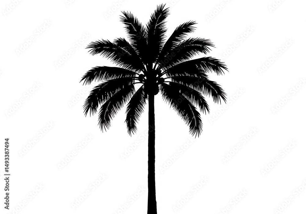 Poster silhouette of a palm tree vector graphic isolated on transparent background