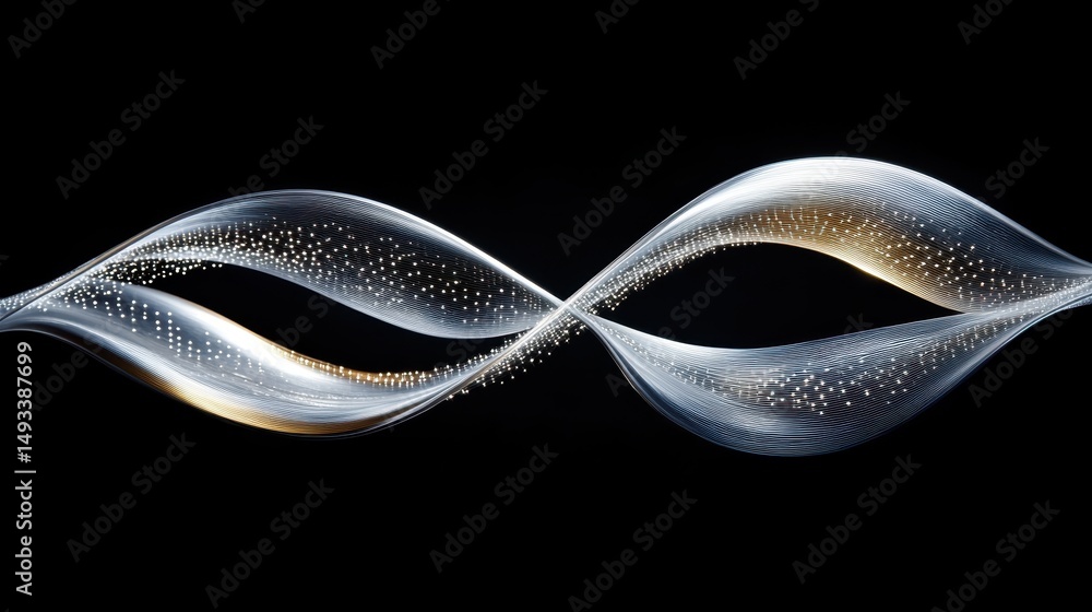 Aufkleber two white waves adorned with gold dots flowing gently on a dark background creating a lively decorat