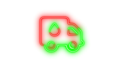 Neon truck droplet icon glowing with transparent background