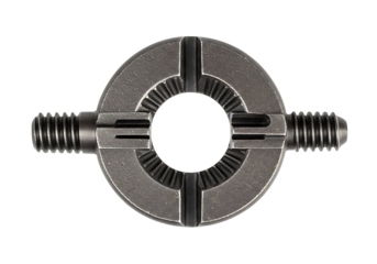 Grey Metal Gear Clamp with Threaded Ends and Central Bore
