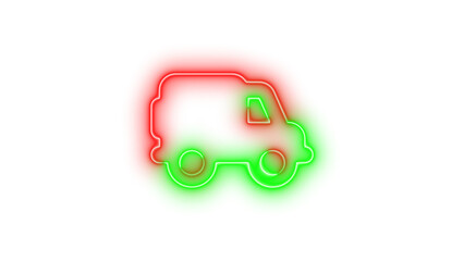 Neon truck field icon glowing with transparent background