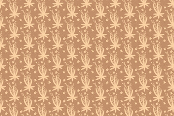 vector seamless pattern cute floral leaf,   ornament geometric  shape hand drawn illustration 