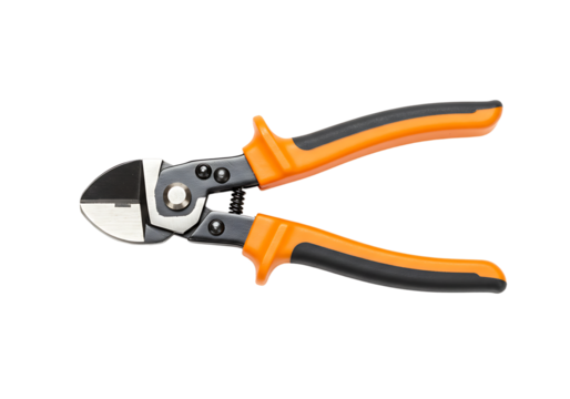 Orange and Black Handled Metal Cutting Pliers with Spring Mechanism