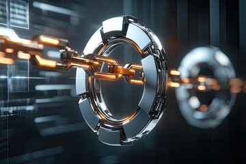 Futuristic chain link through digital interface