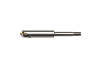 Silver metal boring bar with golden cutting tip and threaded end
