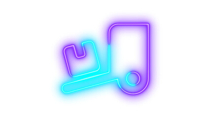 Neon truck ramp box icon glowing with transparent background