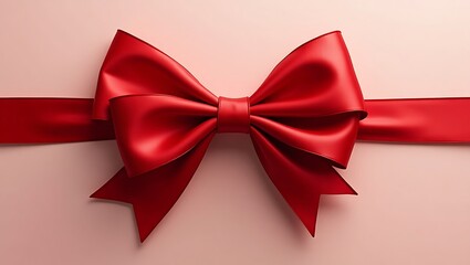 Red, bow, ribbon, glossy, realistic, detailed, high quality, photorealistic