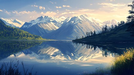 Naklejka premium lake in the mountains