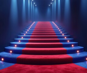 The award ceremony featured a lighted podium on a red carpet