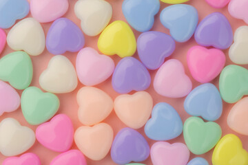 カラフルなハート型オブジェの俯瞰
