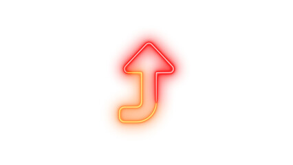Neon turn up icon glowing with transparent background