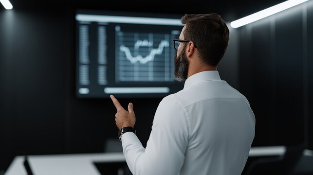 Business presentation on financial trends modern office digital display professional environment insightful viewpoint