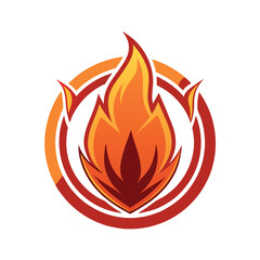 Fiery Emblem Burning Flame in a Circular Frame