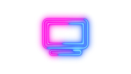 Neon tv icon glowing with transparent background