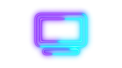 Neon tv icon glowing with transparent background