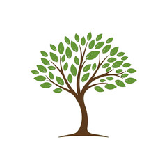 Stylized Tree with Green Leaves and Brown Trunk