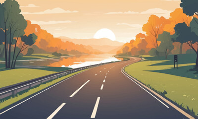 vector background beautiful twilight scenery