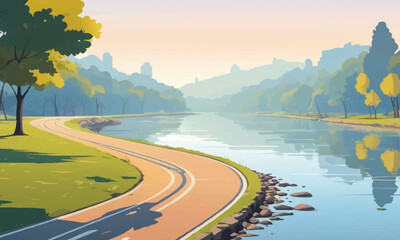 vector background beautiful twilight scenery