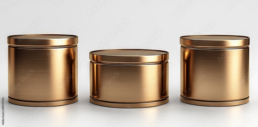 Poster modern illustration of a display podium scene featuring a geometric golden platform set with a 3d re