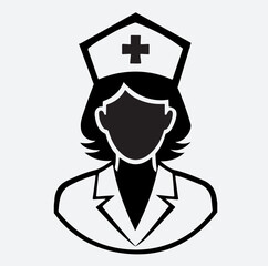 minimal nurse logo silhouette vector art illustration