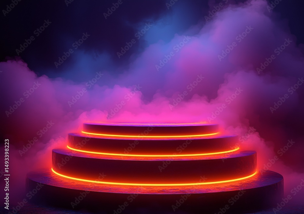 Poster a luxurious scene featuring a 3d realistic empty gold podium stand set against a dark background wit