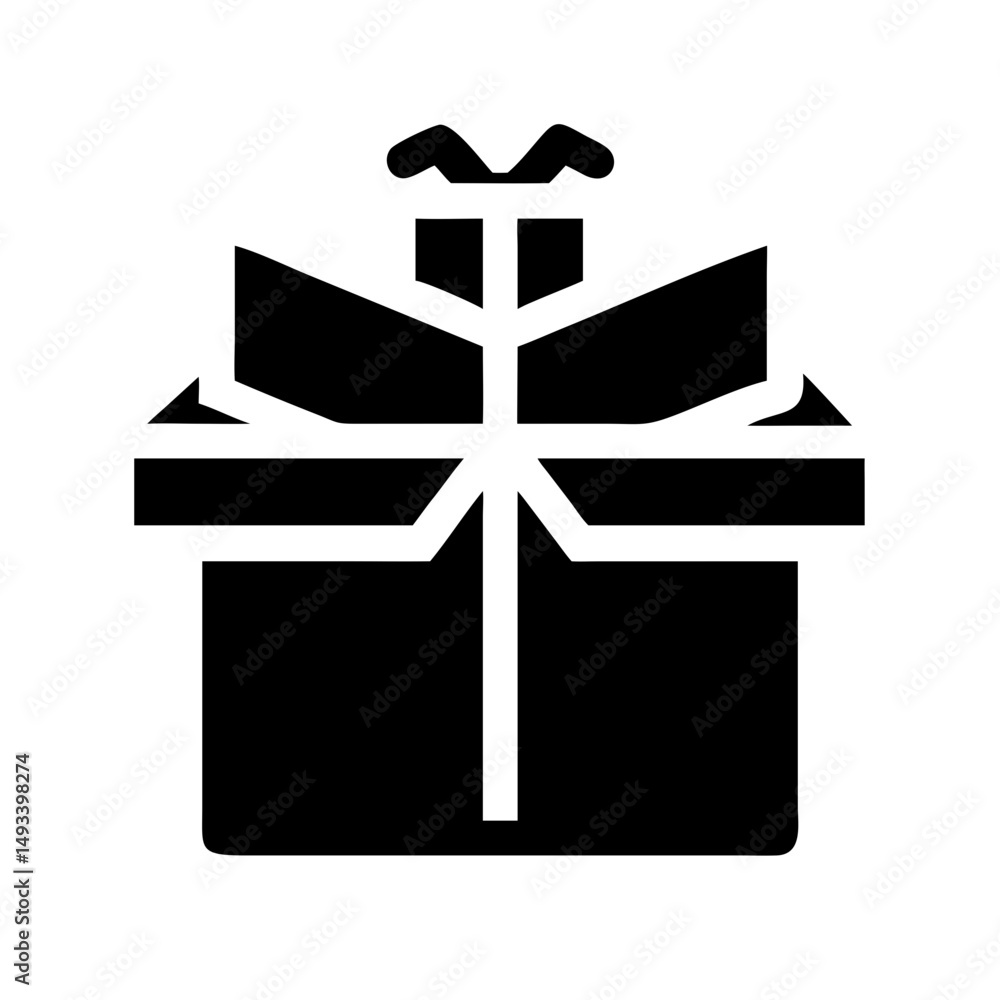 Poster gift in an open box or catalog unboxing packaging on transparent background for web and graphic desi