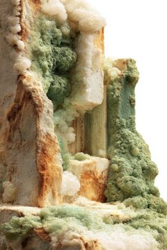 Close-up of Okenite Mineral Specimen with Celadonite Inclusions in Natural Light Studio Shot for Geology and Mineralogy