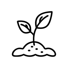 plant sprout emerging from ground on transparent background for web and graphic design